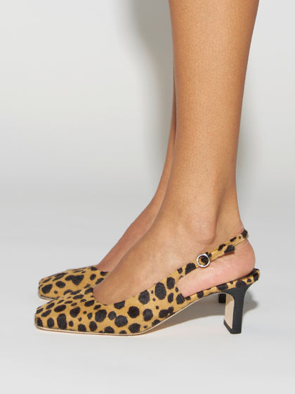 Aeyde | Liza Leather Pumps for Women | Beige/Black Ponyhair | Square Toe | Low Heel | How to Style