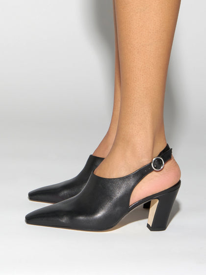 Aeyde | Maude Leather Pumps for Women | Black Nappa | Square Toe | High Heel | How to Style
