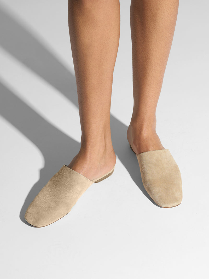 Rega Suede Round-Toe Mules