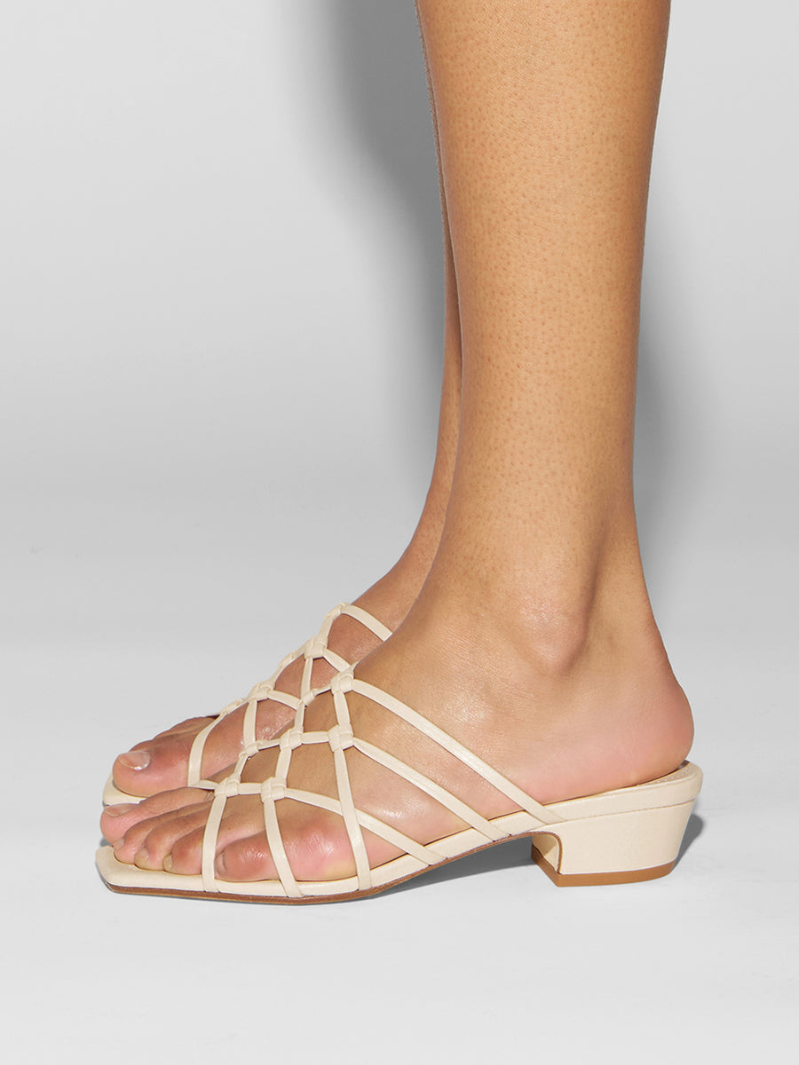 Aeyde | Talha Leather Heeled Sandals for Women | Creamy Nappa | Square Toe | Low Heel | How to Style