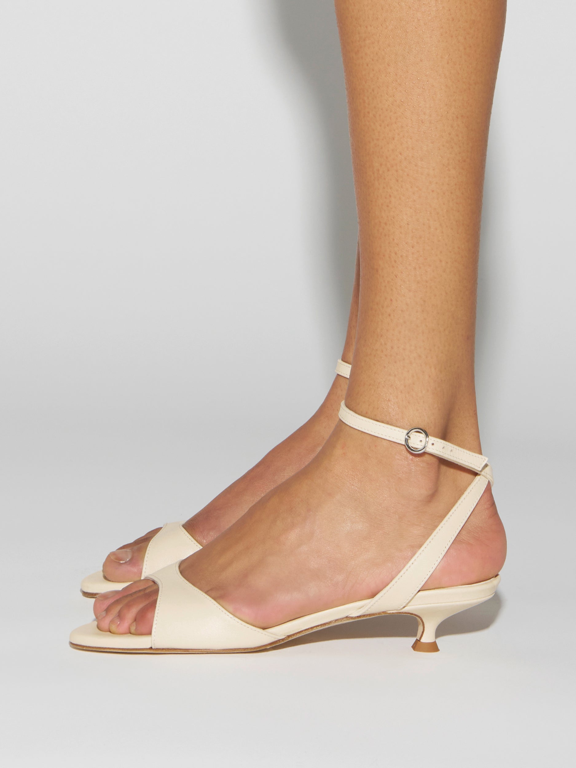 Zelia Leather Heeled Sandals | Creamy Nappa