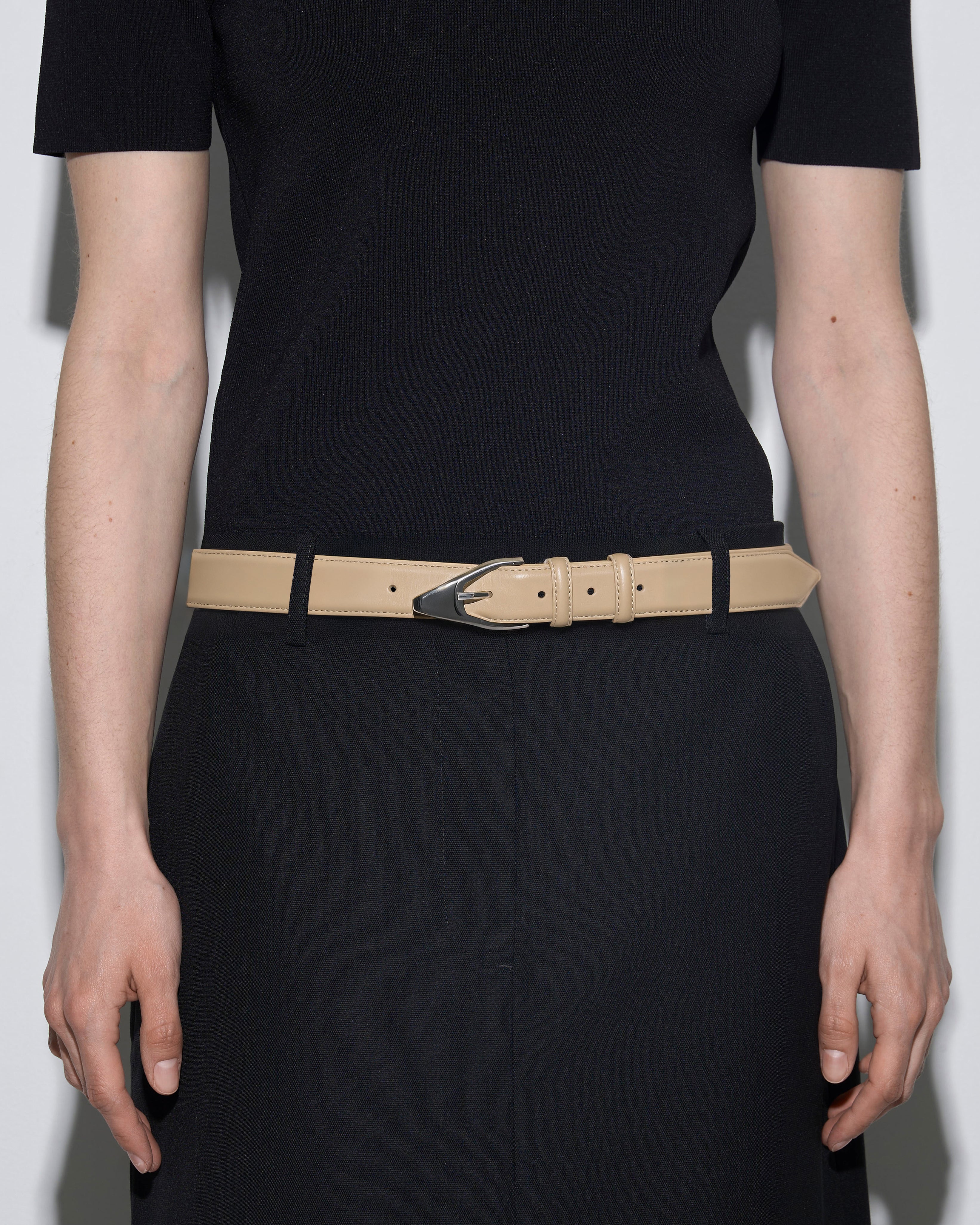 Aeyde | Abel Leather Belt for Women | Latte/Silver Calf | Luxury Materials | Handmade in Italy | How to Style