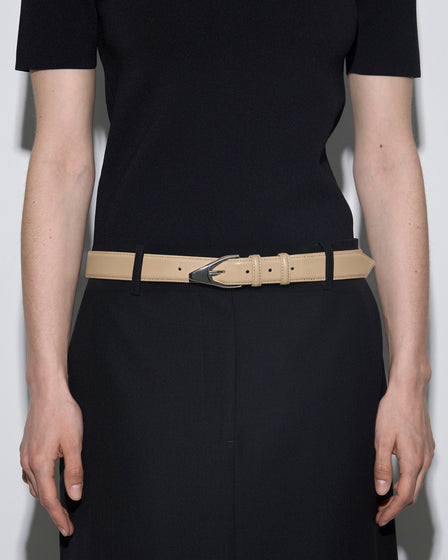 Aeyde | Abel Leather Belt for Women | Latte/Silver Calf | Luxury Materials | Handmade in Italy | How to Style