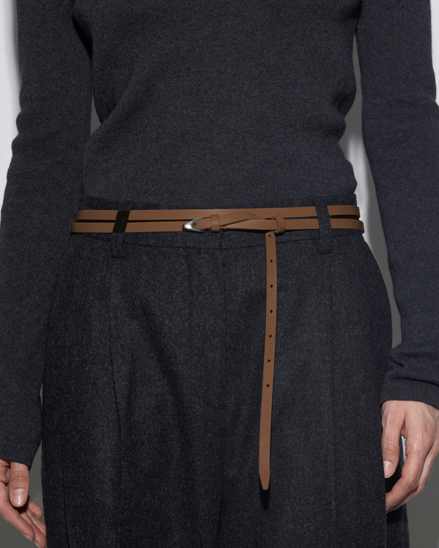 Aeyde | Ari Leather Belt for Women | Tobacco/Silver Nappa | Luxury Materials | Handmade in Italy | How to Style