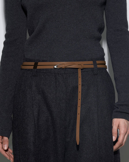 Aeyde | Ari Leather Belt for Women | Tobacco/Silver Nappa | Luxury Materials | Handmade in Italy | How to Style