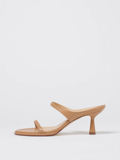 Aeyde | Maru Leather Sandals Leather Heeled Sandals for Women | Hazelnut Nappa | Round Toe | High Heel | Side View