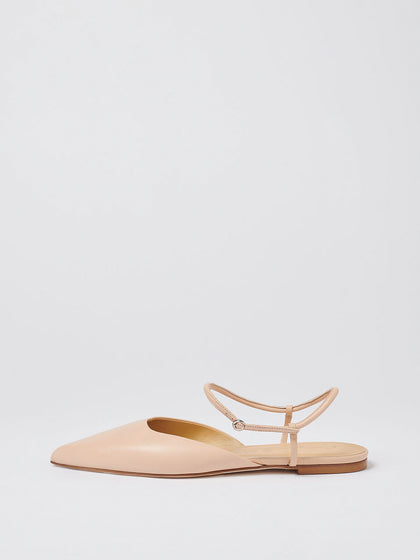 Aeyde | May Leather Flats Leather Flats for Women | Peach Nappa | Pointed Toe | Flat Heel | Side View
