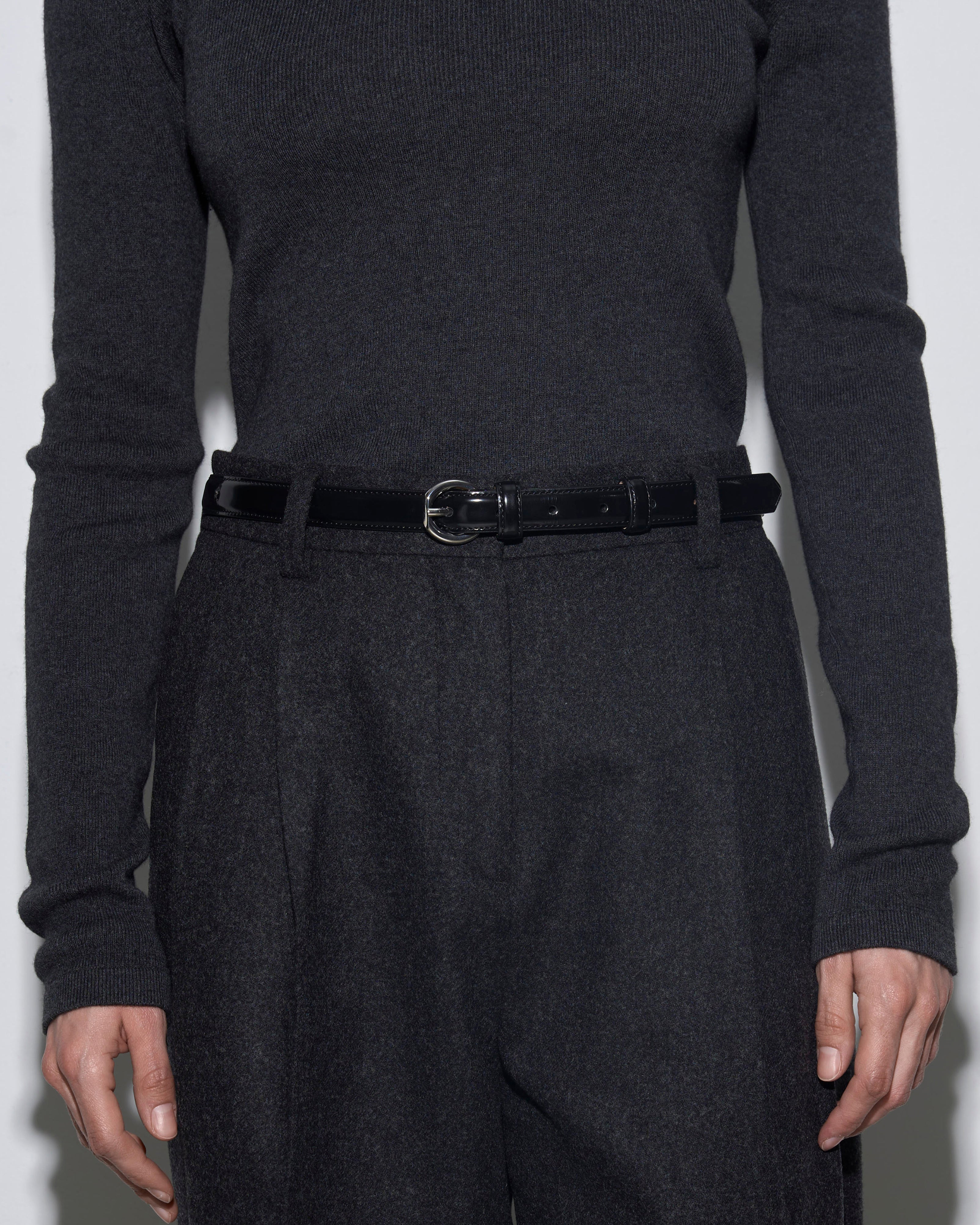 Aeyde | Reed Leather Belt for Women | Black/Silver Polido | Luxury Materials | Handmade in Italy | How to Style