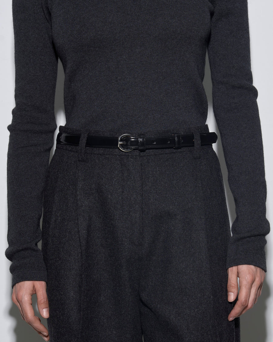 Aeyde | Reed Leather Belt for Women | Black/Silver Polido | Luxury Materials | Handmade in Italy | How to Style