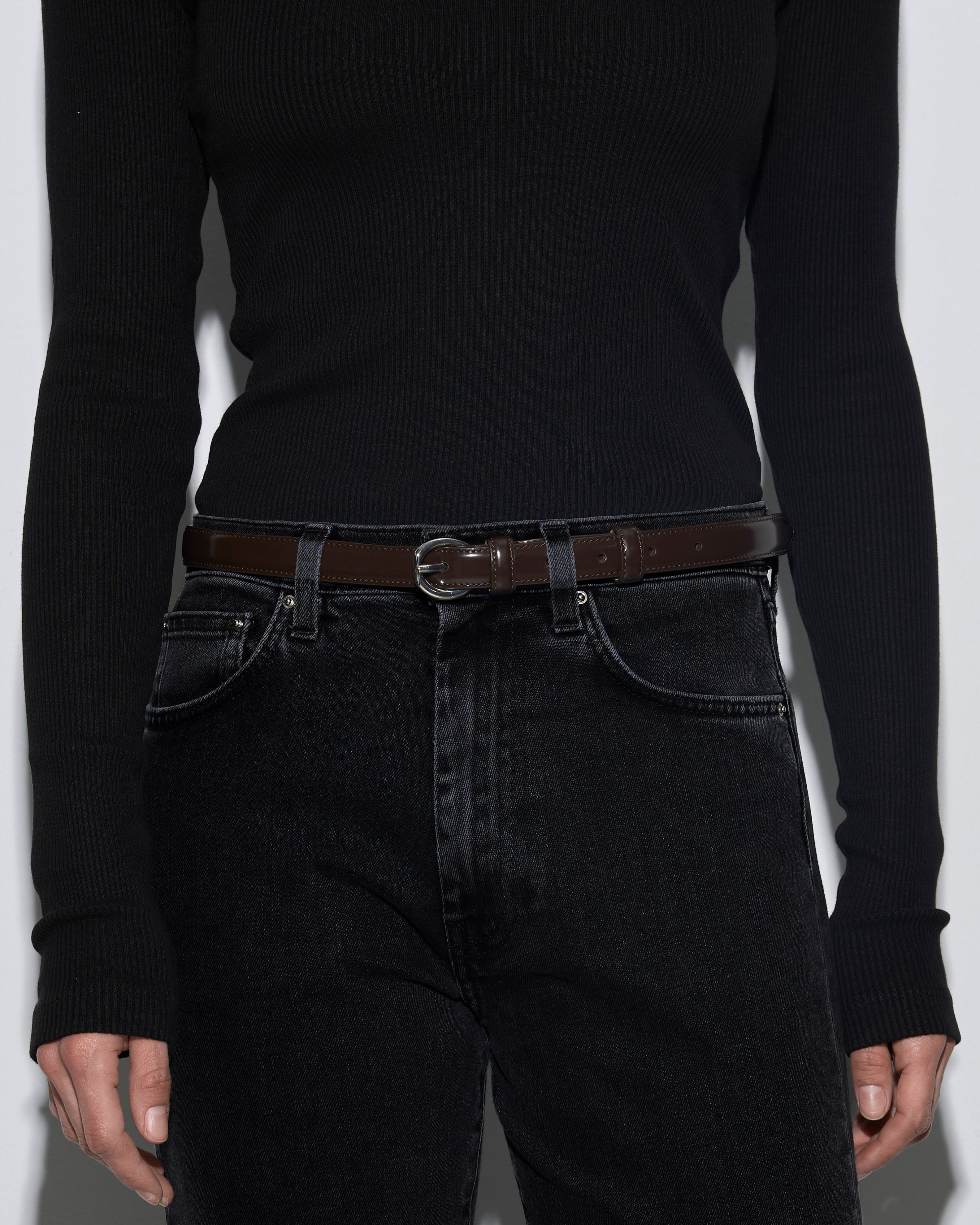 Aeyde | Reed Leather Belt for Women | Moka/Silver Polido | Luxury Materials | Handmade in Italy | How to Style