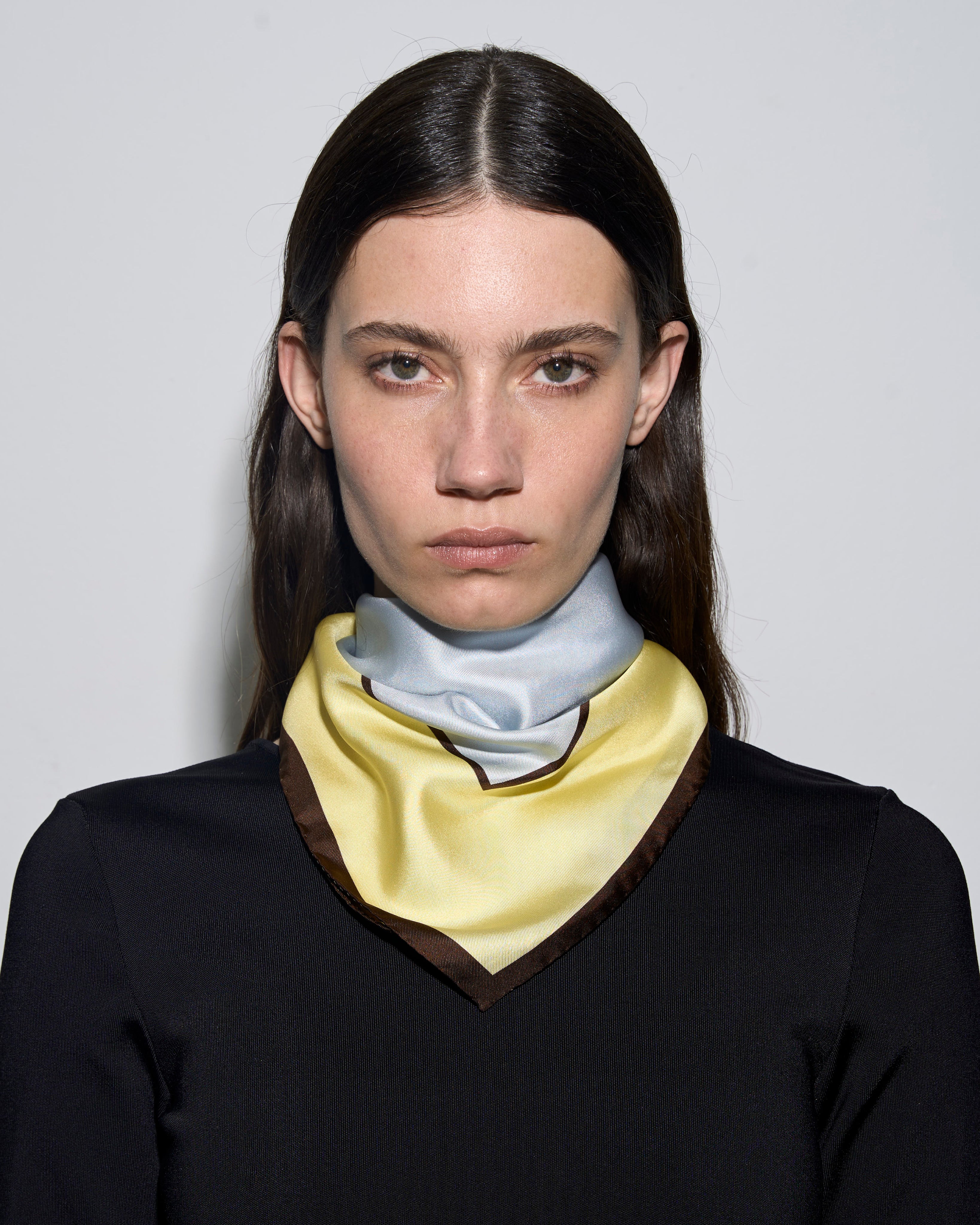 Aeyde | Soli Silk 60x60cm Scarves for Women | Lemon/Glass Silk | Luxury Materials | Handmade in Italy | How to Style