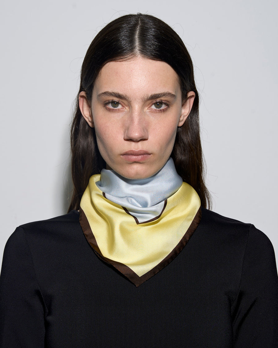 Aeyde | Soli Silk 60x60cm Scarves for Women | Lemon/Glass Silk | Luxury Materials | Handmade in Italy | How to Style