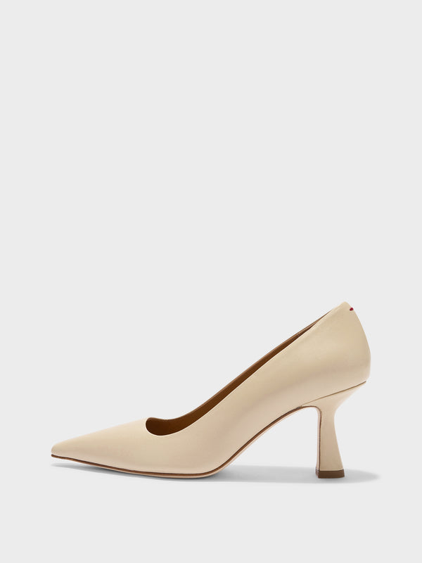 Aeyde | Zandra Leather Pumps for Women | Sand Nappa | Pointed Toe | High Heel | Side View