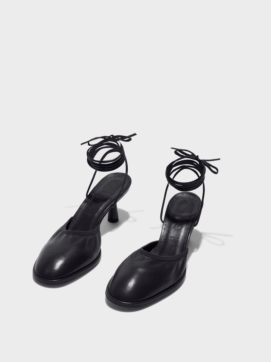 Aeyde | Farah Glove Leather Heeled Sandals for Women | Black Nappa | Round Toe | Mid Heel | Luxury Materials | Handmade in Italy