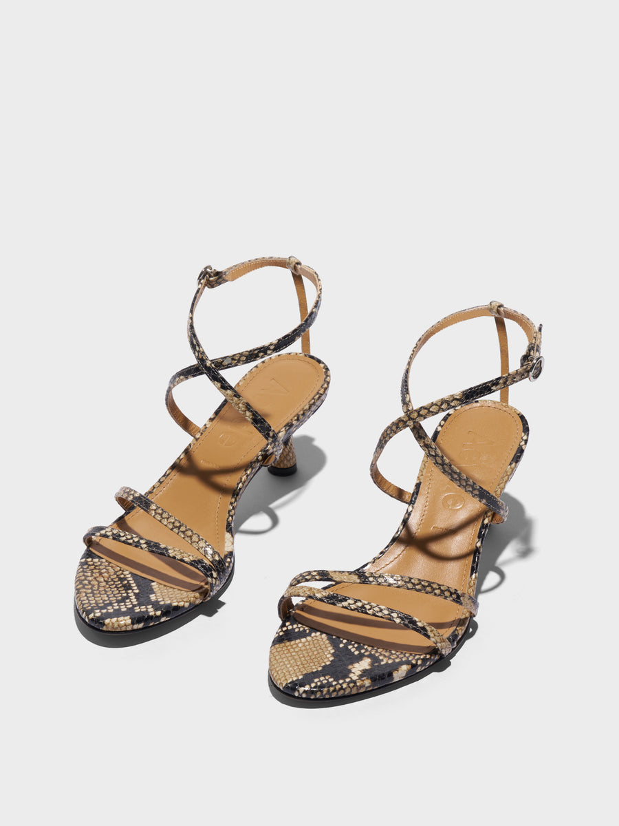 Aeyde | Maeve Leather Heeled Sandals for Women | Port Nappa | Round Toe | Mid Heel | Luxury Materials | Handmade in Italy