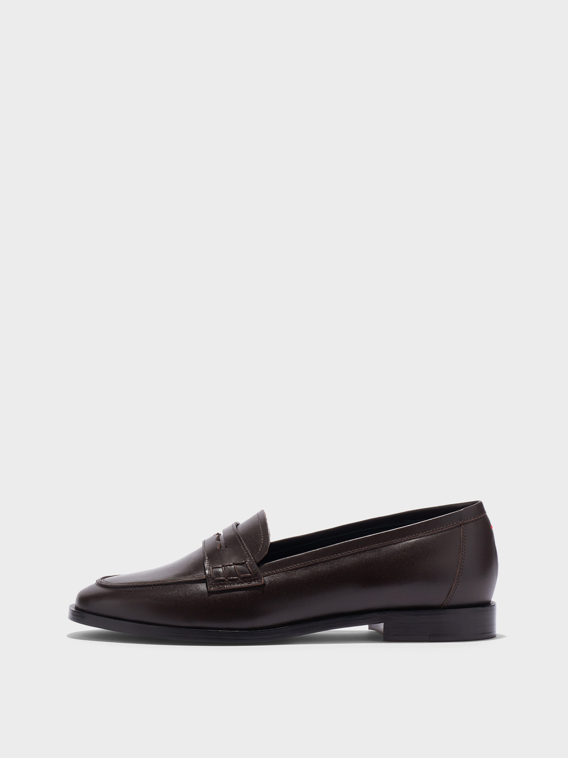 Aeyde | Oskar Leather Loafers Leather Flats for Women | Moka Calf | Round Toe | Flat Heel | Side View