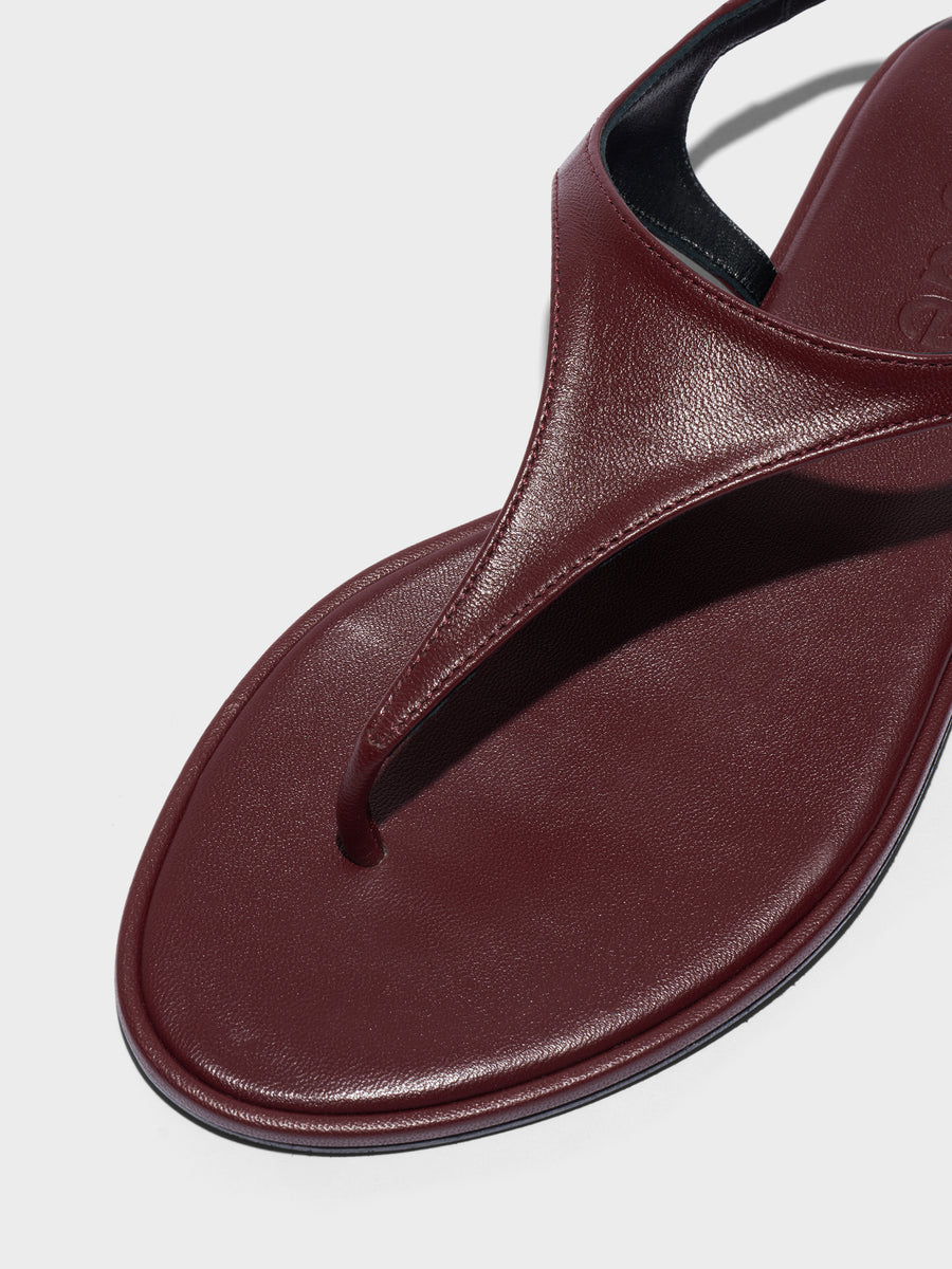 Aeyde | Raine Leather Flat Sandals for Women | Port Nappa | Round Toe | Flat Heel | Heel Details