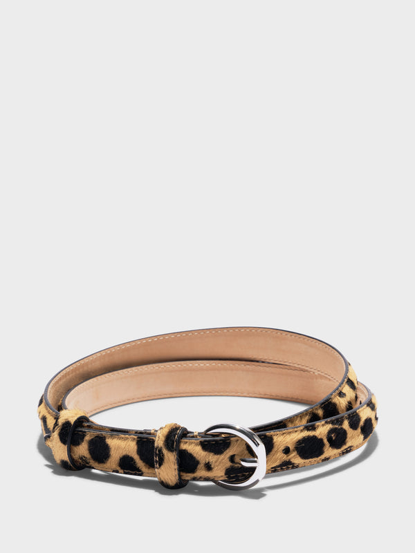 Aeyde | Reed Leather Belt for Women | Beige Black/Silver Ponyhair | Luxury Materials | Handmade in Italy