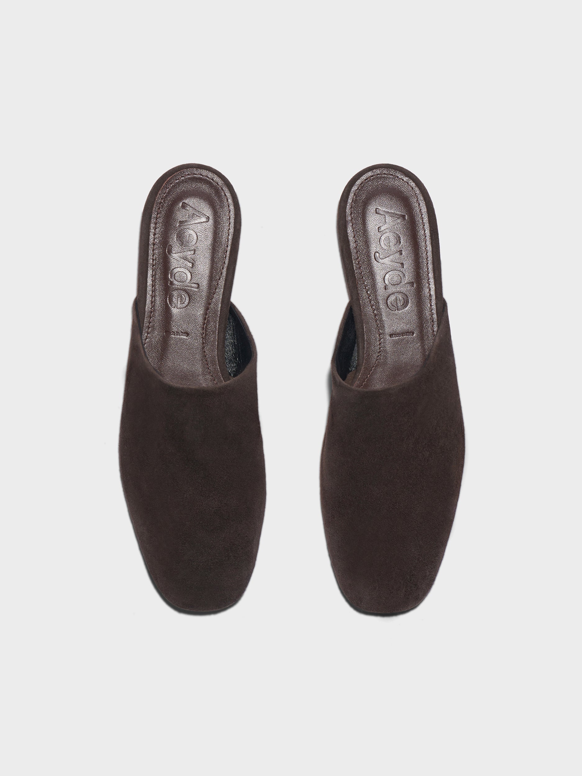 Aeyde | Rega Leather House Slippers for Women | Black Suede | Round Toe | Flat Heel | Front View