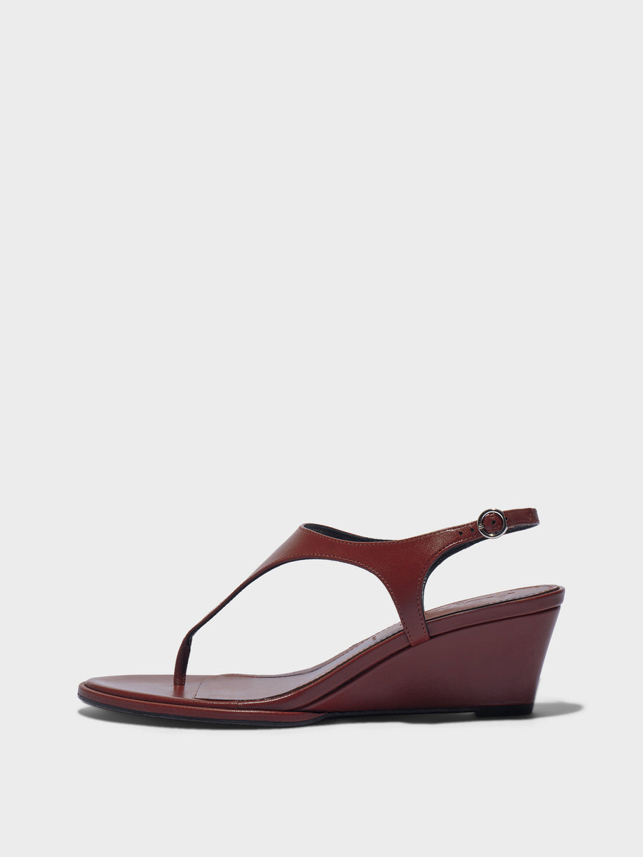 Aeyde | Roose Leather Heeled Sandals for Women | Port Nappa | Round Toe | Mid Heel | Side View