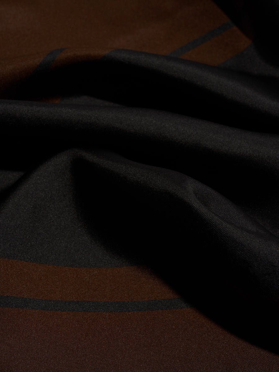 Aeyde | Sera Silk 90x90cm Scarves for Women | Moka/Black Silk | Luxury Materials | Handmade in Italy | Material Details