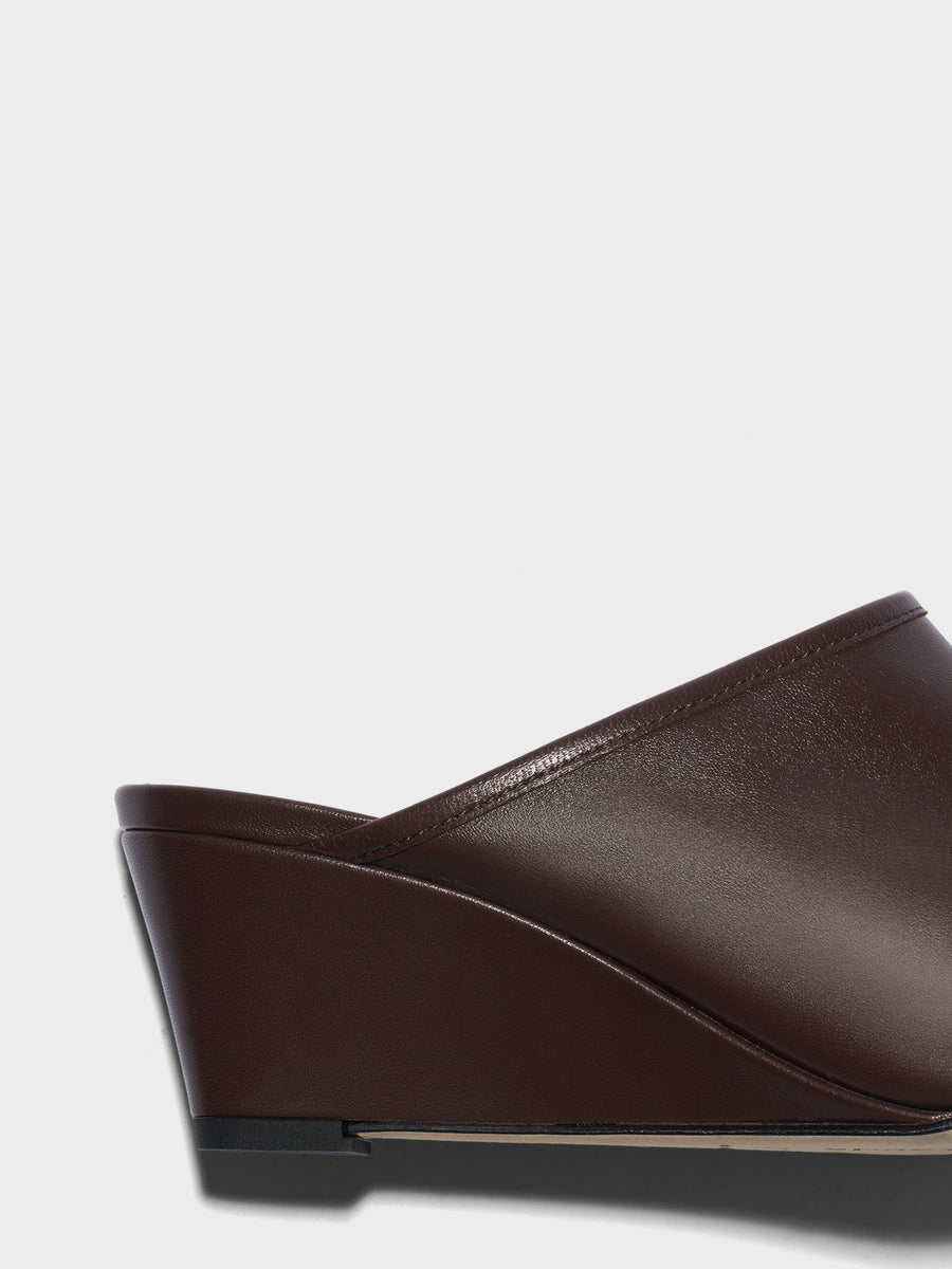 Aeyde | Suzanne Leather Heeled Sandals for Women | Moka Nappa | Round Toe | Mid Heel | Heel Details