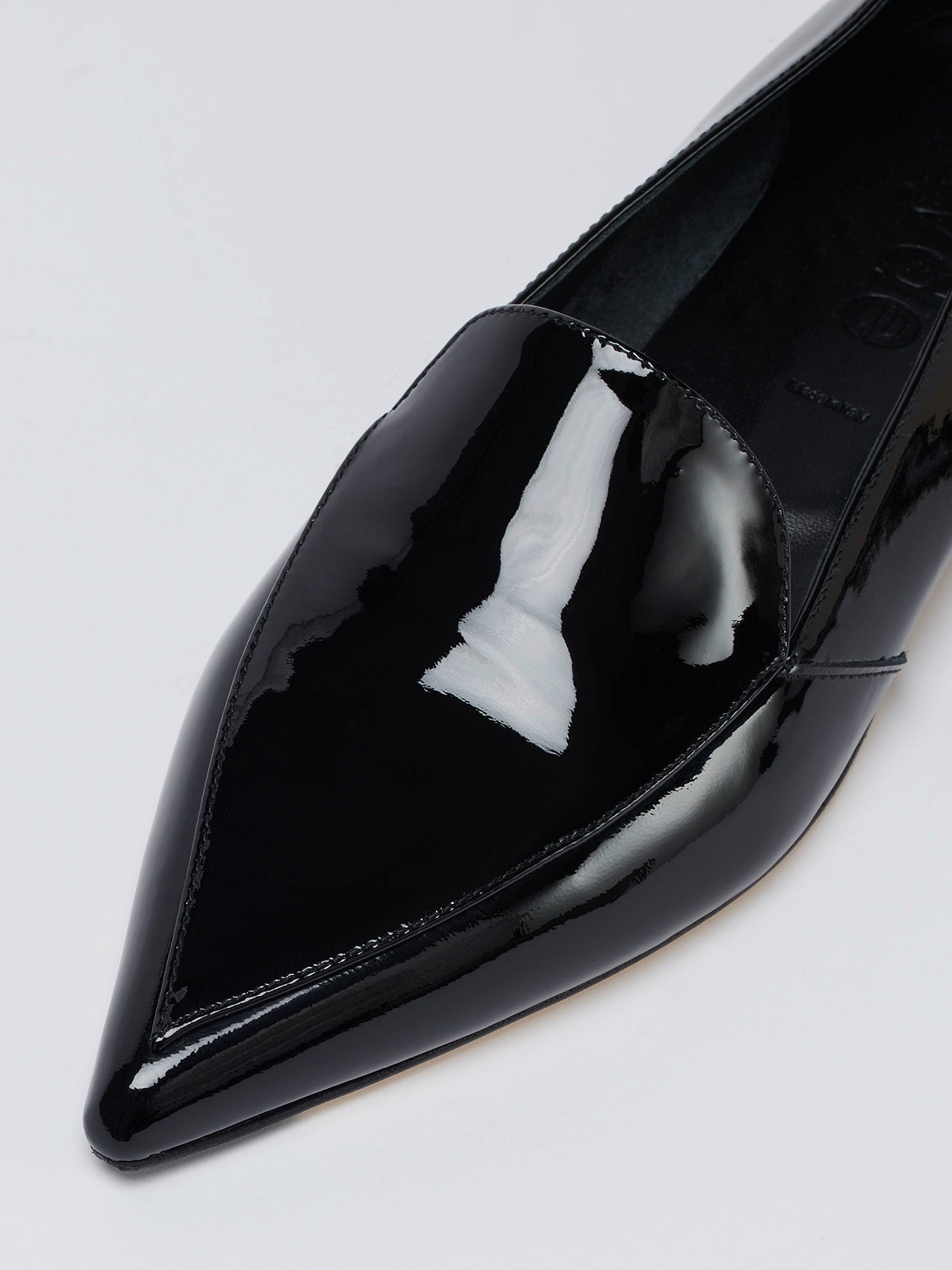 Aeyde | Martha Black Patent Leather Loafers, Flats for Women | Black Patent | Pointed Toe | Flat Heel | Luxury Materials | Handmade in Italy