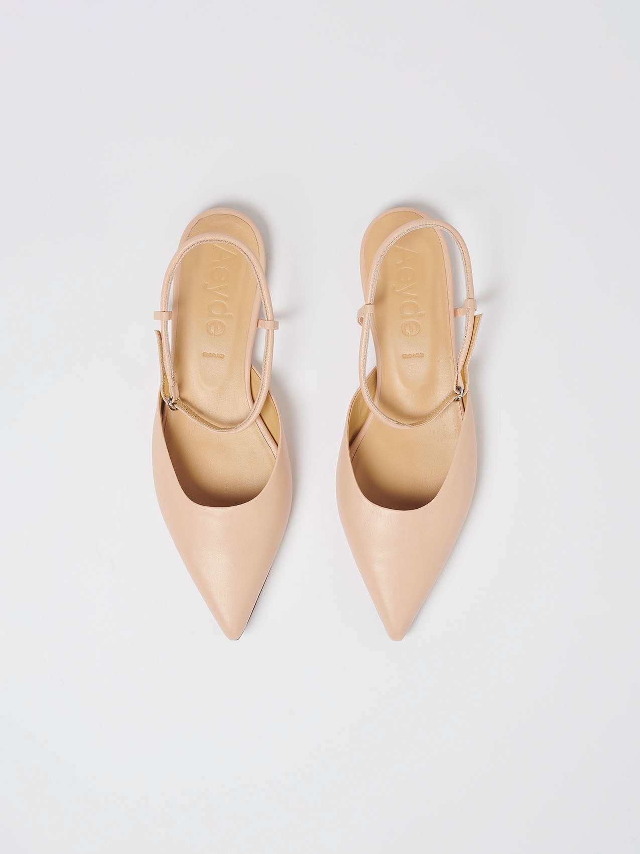 Aeyde | May Leather Flats Leather Flats for Women | Peach Nappa | Pointed Toe | Flat Heel | Heel Details