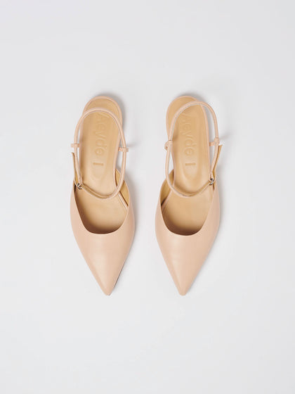 Aeyde | May Leather Flats Leather Flats for Women | Peach Nappa | Pointed Toe | Flat Heel | Heel Details