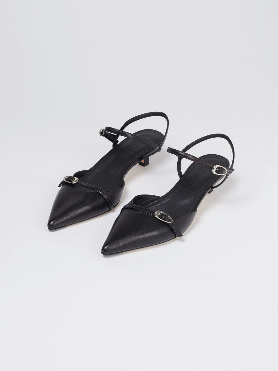 Melia Leather Kitten-Heel Pumps