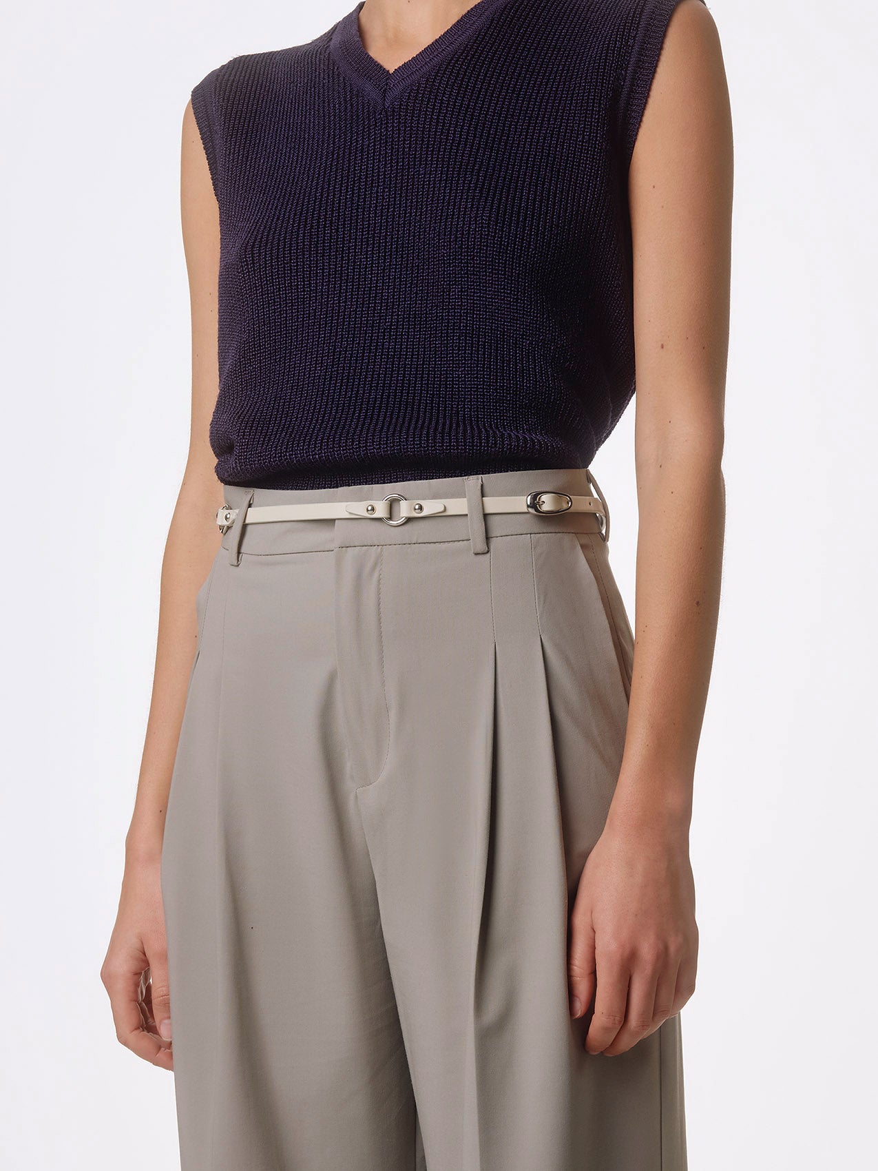 Aeyde | Phoebe Leather Belt Leather Belt for Women | Creamy/Silver Calf | Luxury Materials | Handmade in Italy | How to Style