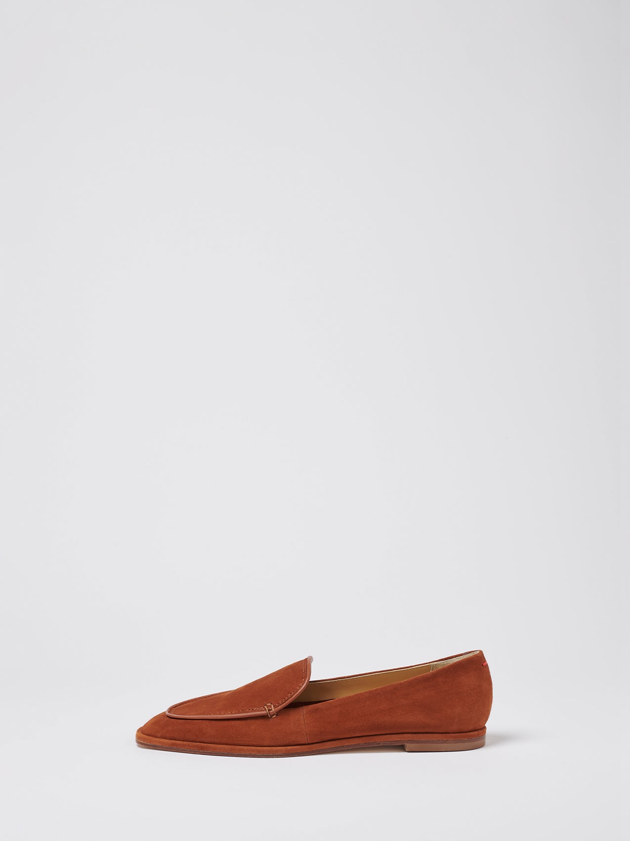 Aeyde | Tuva Brandy Suede Leather Flats for Women |  | Square Toe | Flat Heel | Side View