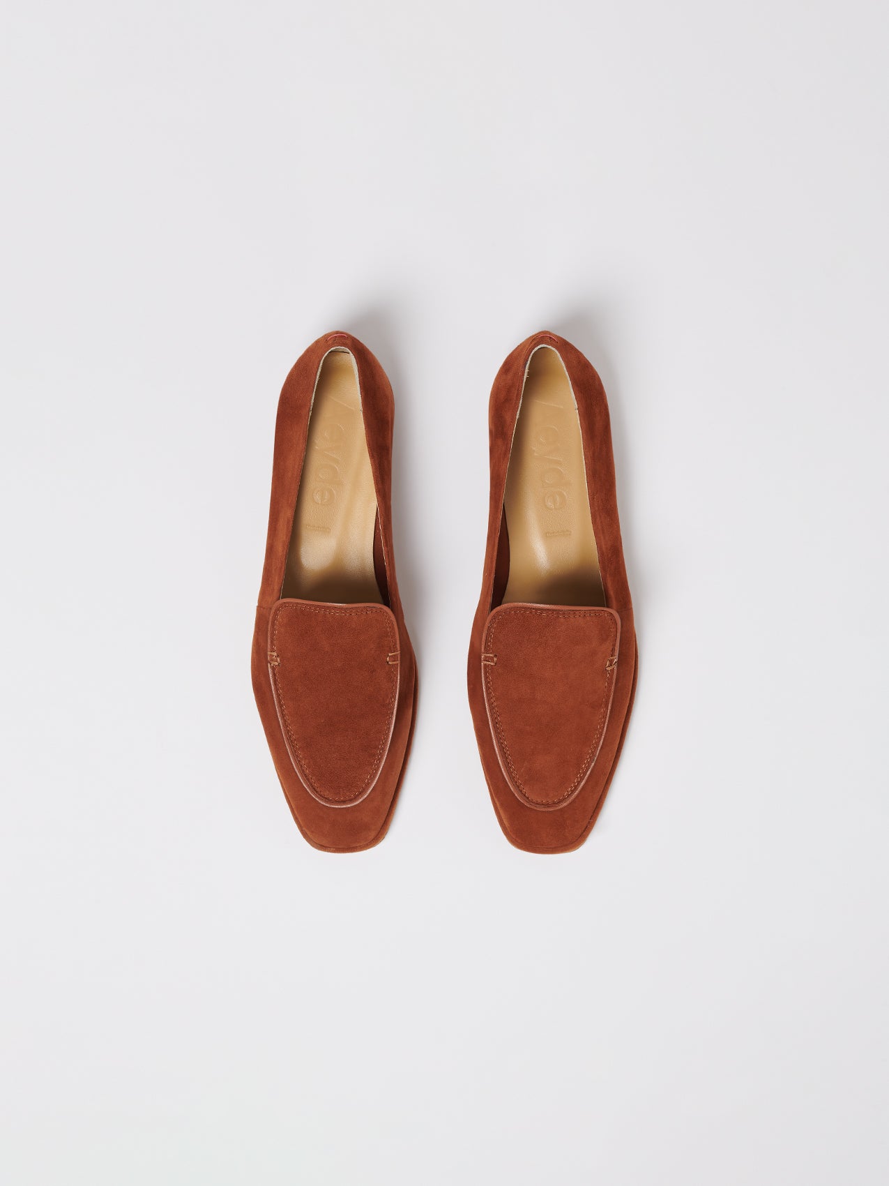 Aeyde | Tuva Brandy Suede Leather Flats for Women |  | Square Toe | Flat Heel | Front View