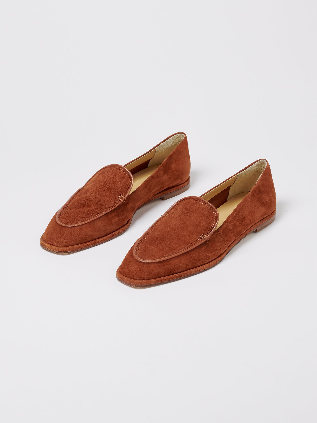 Aeyde | Tuva Brandy Suede Leather Flats for Women |  | Square Toe | Flat Heel | Heel Details