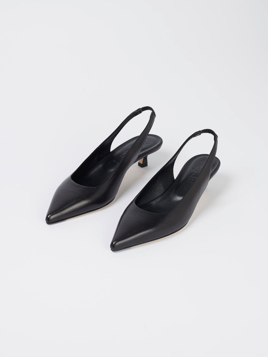 Valerie Leather Slingback Kitten-Heel Pumps