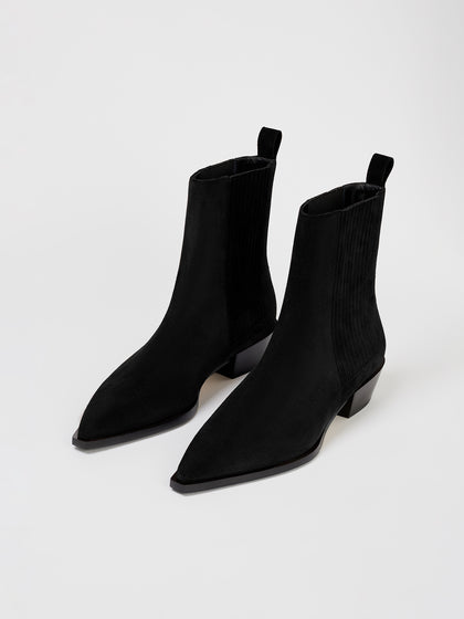 Aeyde | BELINDA Black Suede Cowboy Boot