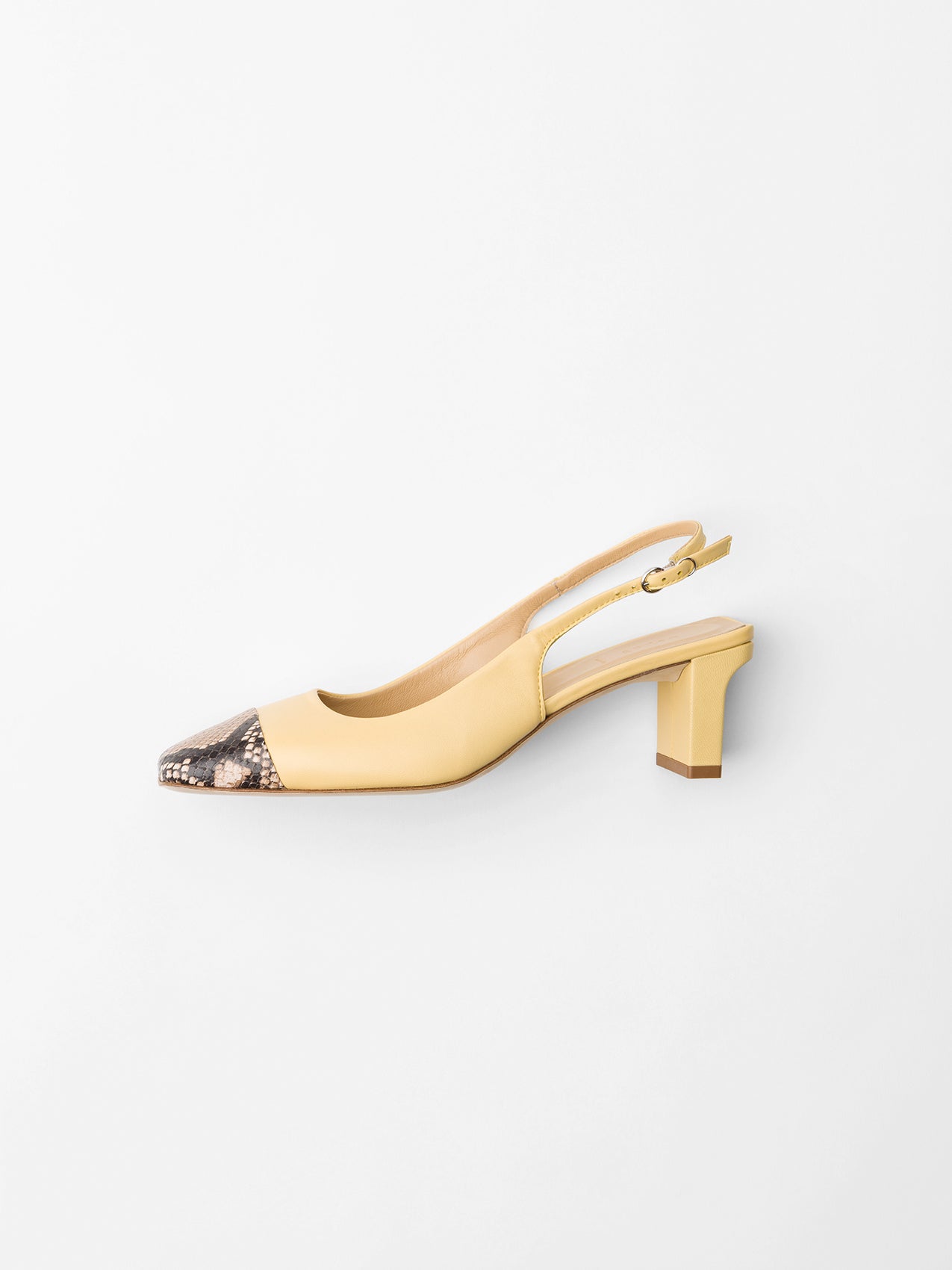 Aeyde | Drew Pale Yellow/Natural Snake Print Women's Leather  |  |  | Front View